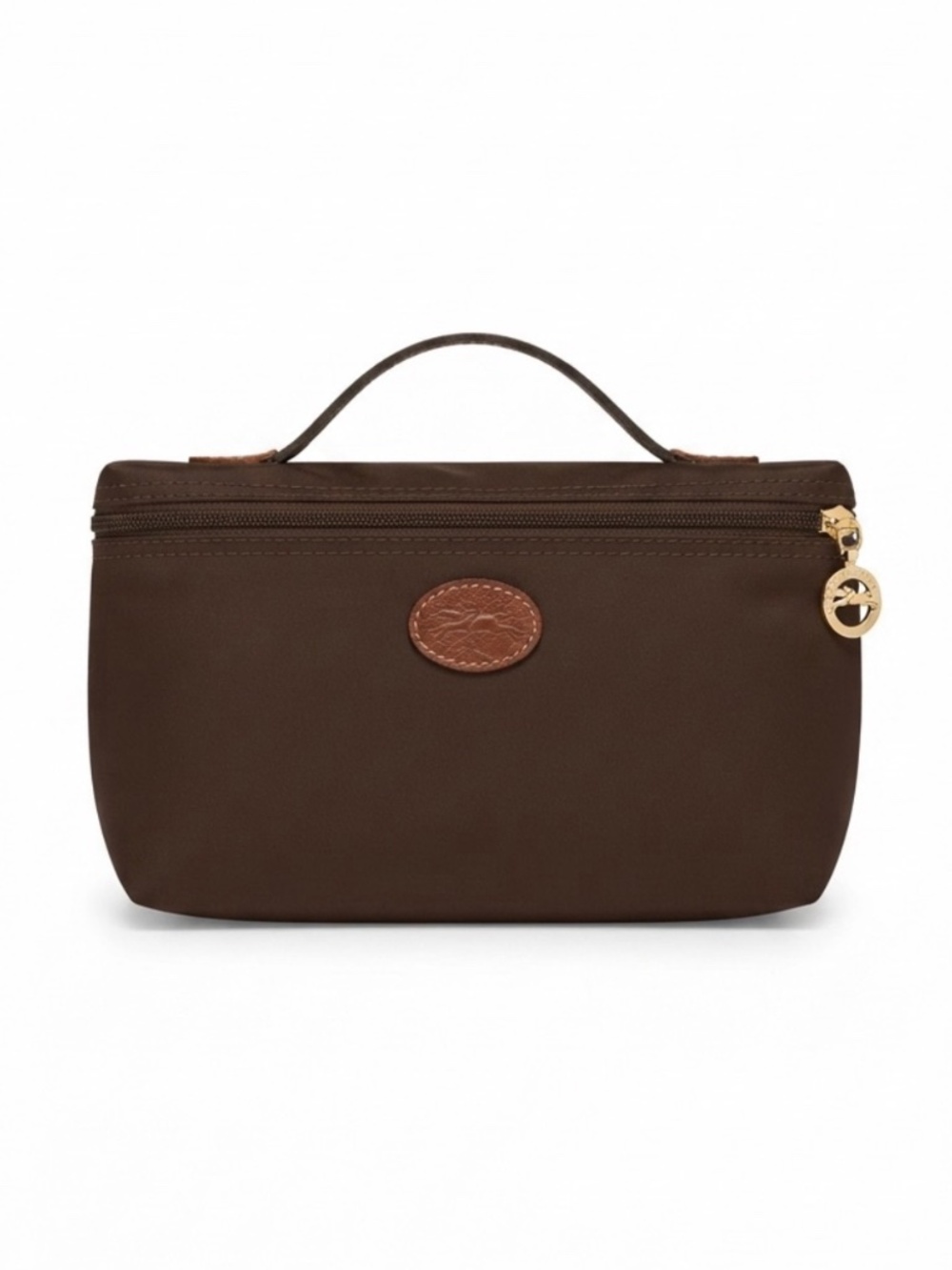Longchamp Le Pliage Nylon Mini Top Handle Cosmetic Pouch / Vanity Bag (Chocolate